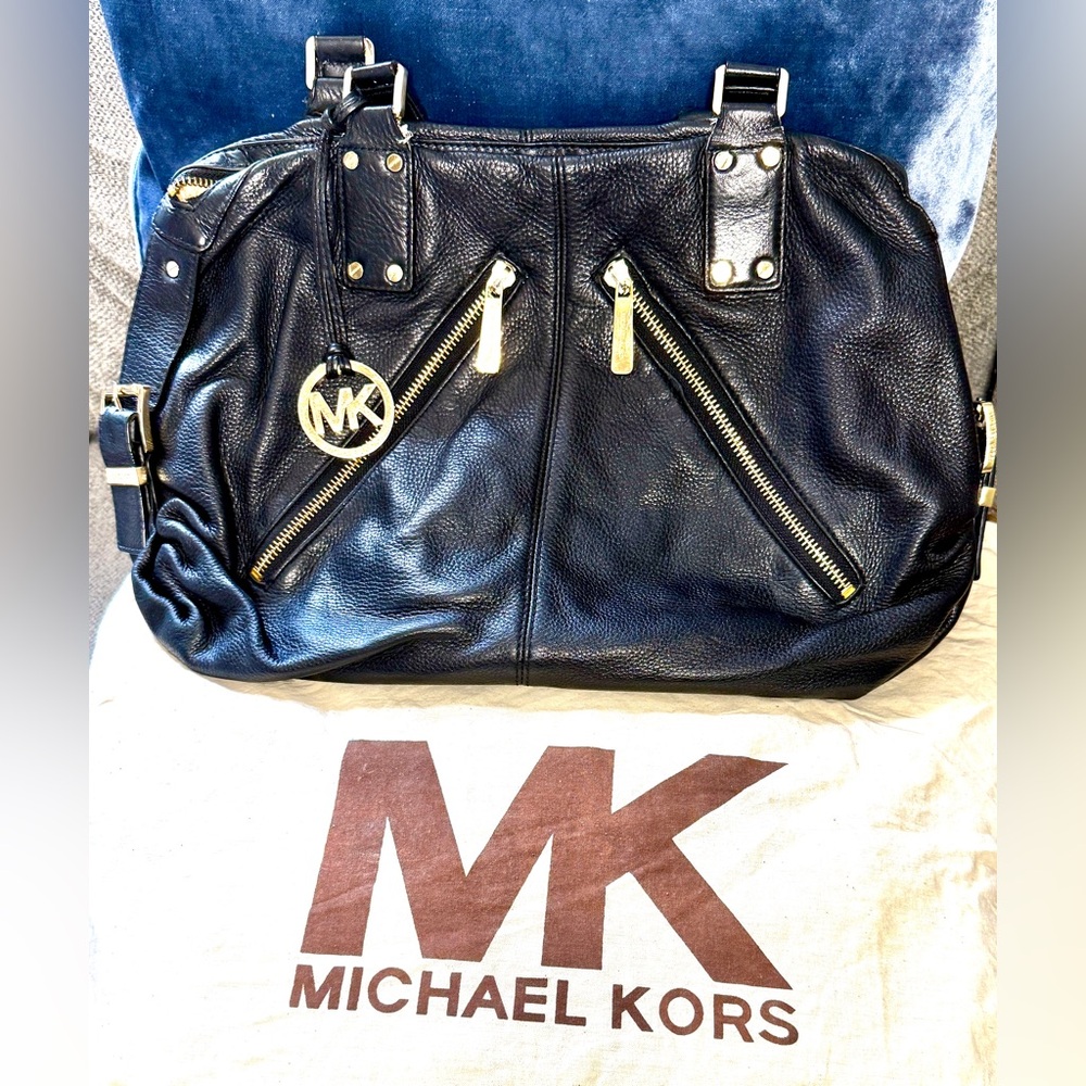 Michael Kors Large Black Leather Shoulder Bag | Worn Condition